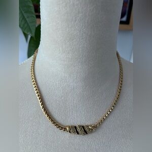 Christian Dior Rhinestone gold tone pendant Necklace with diamond accents.